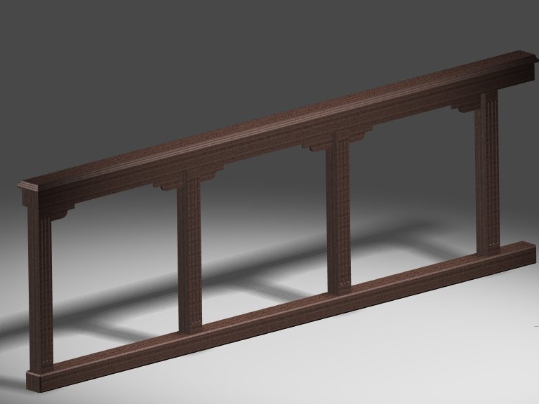 PHOTO RENDERING OF AN ALTAR RAIL DRAWN IN SOLIDWORKS