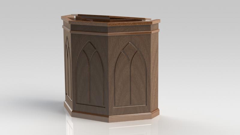 PHOTO RENDERING OF A PULPIT DRAWN WITH SOLIDWORKS (not an actual pulpit)