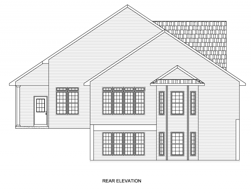 REAR ELEVATION - NOTICE THE WALK OUT BASEMENT